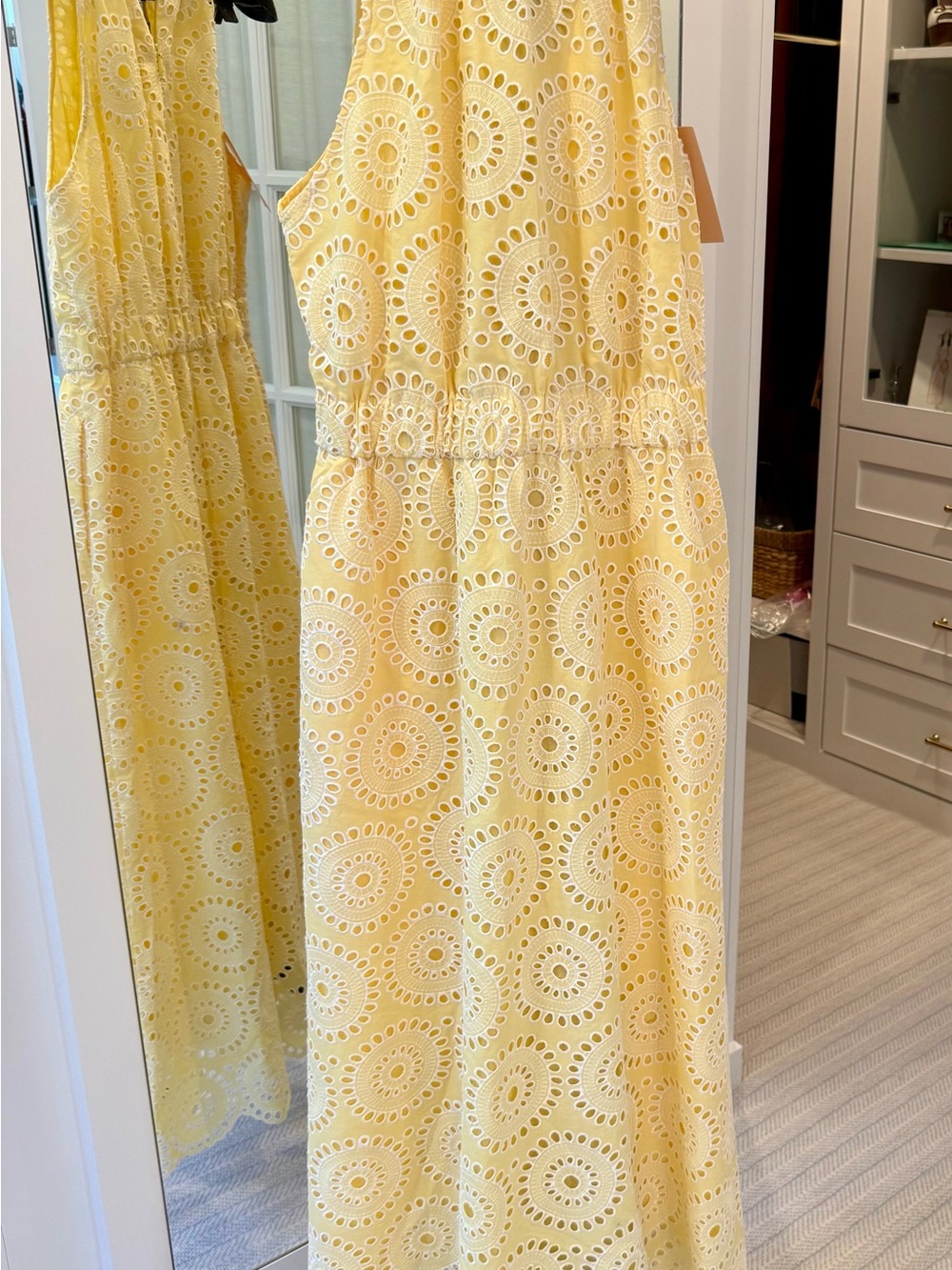 Sunlit Eyelet Maxi Dress in Yellow